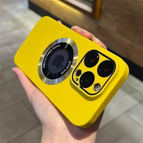 Coque de luxe iPhone 14 Pro Max magnétique rigide jaune