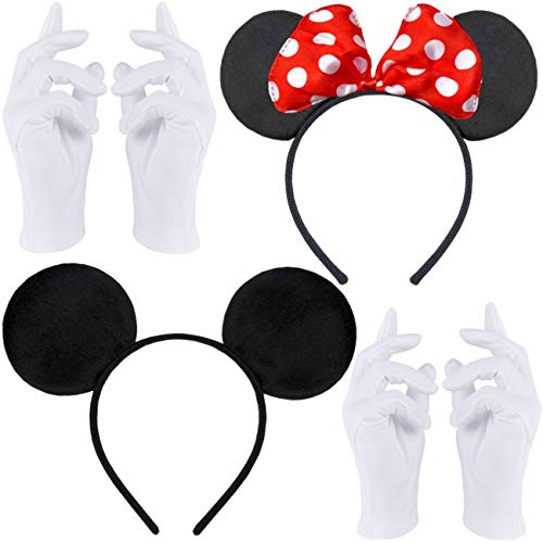 Hatstar Doppelpack mit 2x Maus Ohren Haarreif + 2 paar Handschuhe | Kostüm Set für Erwachsene & Damen - Kinder & Mädchen | Accessoire zu Karneval & Fasching