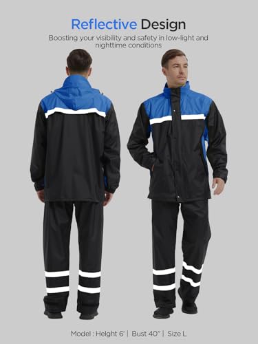 Mens Rain Suits with Air Vents Reflective Waterproof Rain Gear Breathable Jacket Pants for Work Golf Fishing Hiking2