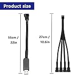 Xiatiaosann Full Speed 12V Step-Up USB Male to 4-Pin Male PC Fan Connector Cable, With 4-Pin Female PC Fan to 3x3Pin & 4Pin Connector Splitter Braided Sleeved Power Adapter Cable 12inch (55cm) - Image 2