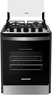 Fogão brastemp 4 bocas de embutir inox com dupla chama e grades