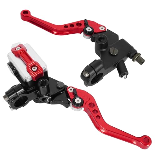 RUHUO Motorrad 7/8 22mm Lenker Hauptbremszylinder Kupplungshebel CNC Links & Rechts Set Rot