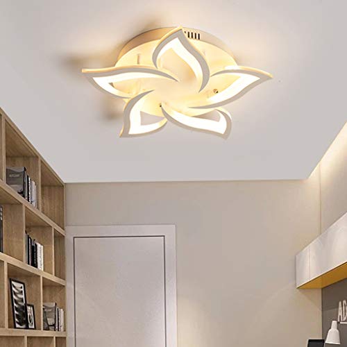 Lustre plafonnier LED salon salle à manger avec télécommande blanc - 5
