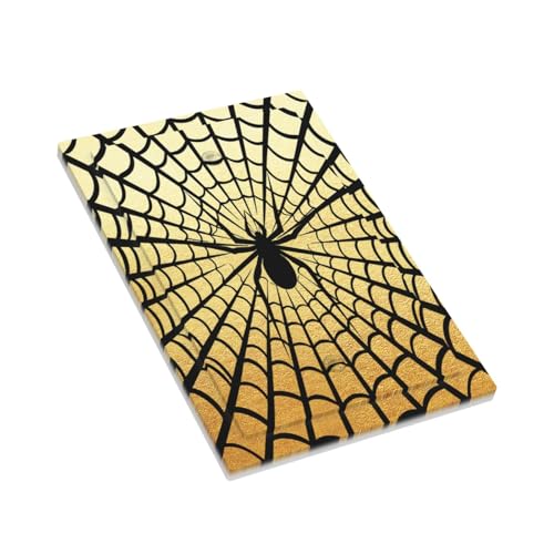 Decorative Switch Plate Covers Black Spider Spiderweb on Golden Background 1 Gang No Device Single Blank Outlet Covers Wall Plate Light Switch Cover Plate for Bedroom Home Decor