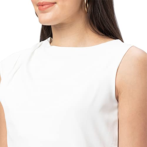 Image of Globus Women White Solid Sleeveless Top
