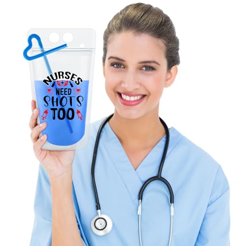 Seematn 24 sets de bolsas de bebida con popotes nurse miniatura 5