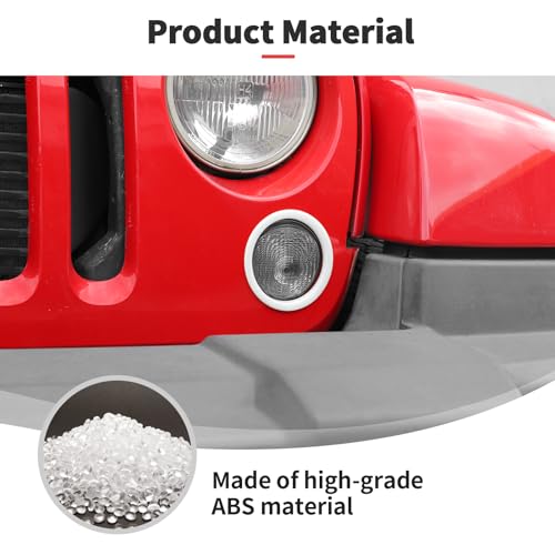 Image of JWWY Front Bumper Grill Insert Turn Signal Light Cover Trim Compatible with 2007-2017 Jeep Wrangler JK Exterior Accessories ABS 2PCS White