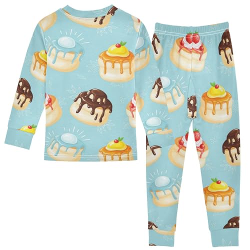 Pajama Sets Long Sleeve Sweet Dessert Colorful Pattern Soft Comfy Sleepwear 2 Piece PJS 3-8T3