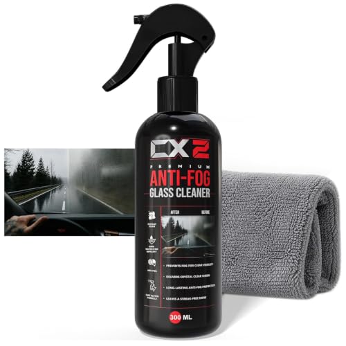 Image of CX2 Anti Fog Car Glass Cleaner Spray 300ml | Windshield & Window Glass Cleaner | Streak-Free Shine | Removes Oil Film, Dirt & Water Spots | Anti-Fog Formula for Car Windshield, Mirrors & Helmet Visor