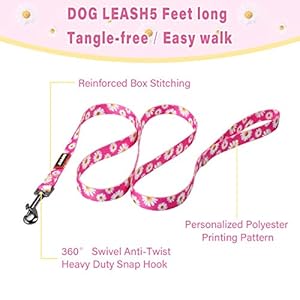 QQPETS Dog Harness Leash Set Adjustable Heavy Duty No Pull Halter Harnesses for Small Medium Large Breed Dogs Back Clip Anti-Twist Perfect for Walking (XS(12"-18" Chest Girth), Daisy) QQPETS Dog Harness Leash Set Adjustable Heavy Duty No Pull Halter Harnesses for Small Medium Large Breed Dogs Back Clip Anti Twist Perfect for Walking XS12 18 Chest Girth Daisy