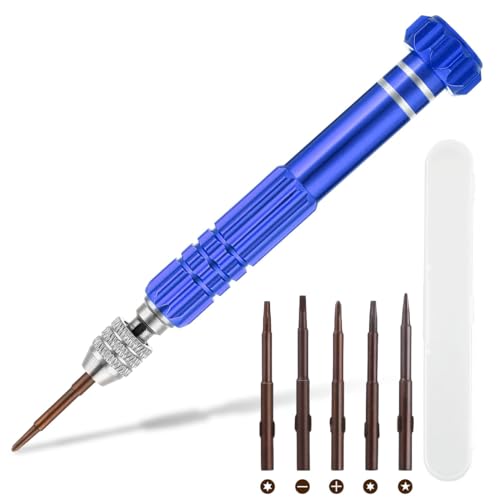 WUSJCOF Set Cacciaviti 5 in 1, 3 Pezzi Piccoli Cacciaviti Sottili, Kit Attrezzi Multifunzionale Precisione, torx, per occhiali, torx set Riparazione Elettronici, Computer Portatili, Gioielli (Blu)