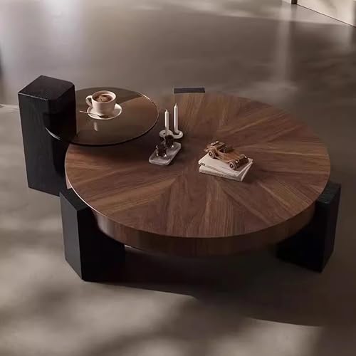 Image of The Attic Josephine Coffee Table Set, Glass Coffee Table, Wooden Centre Table