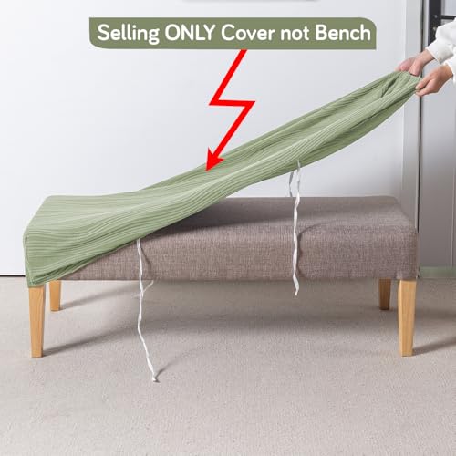 Image of HOKIPO 200gsm Knitting Jacquard Bench Cover, 'Nestiva Series', Pastel Green (AR-6237-GRN)