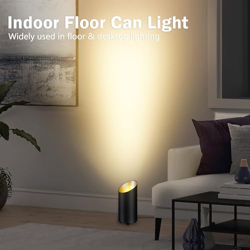 Image of Uplighting Indoor Floor Can Light, Up Lights with 3000K LED GU10 Bulbs, ETL 5W Floor Spot Lights Indoor for Home Accent Behind Couch Lighting, 5.9 FT Plug Cord & Foot Switch,2 Pack
