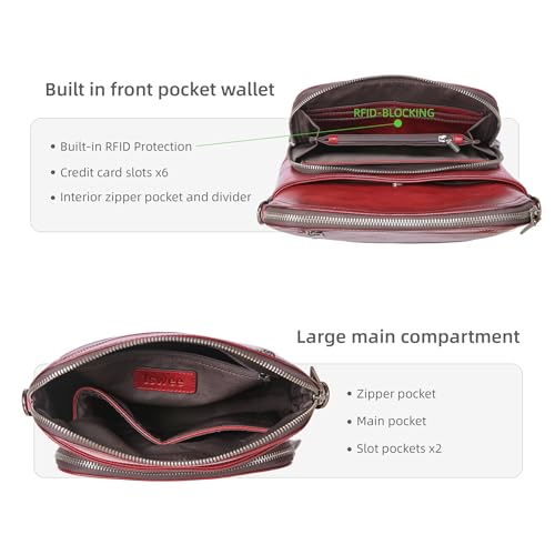 Image of Iswee Leather Crossbody Bags for Women Multi Pockets Medium Shoulder Bag Lightweight Functional Travel Purse