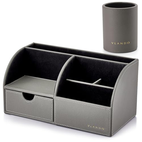 VLANDO デスクオーガナイザー 小物入れ 卓上収納 ペン立て(SET-GRAY)