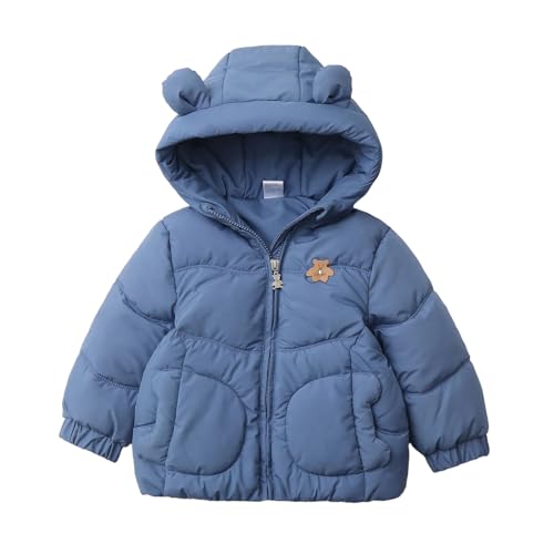 JiAmy Chaqueta Acolchada para Niños, Ropa de Abrigo Informal para Exteriores Capucha y Bolsillos Chaqueta de Algodón Impermeable 3-4 Años