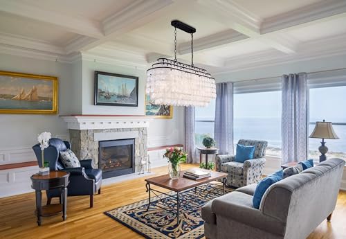 TOCHIC Capiz Shell Chandelier for Dining Room, 39.4" Modern Capiz Chandelier Kitchen Lighting, 3 Tier Natural Shell Hanging Ceiling Light Fixtures Coastal Seashell Chandeliers for Living Room Foyer - Image 8