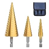 xiluuyou 3PCS Foret Fraise Meche Etage, Foret Etagé HSS en Titane, Triangle Conique, avec ...