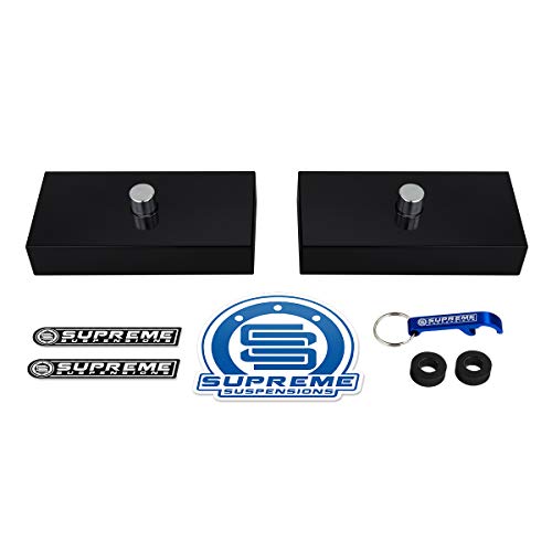 Supreme Suspensions - 1" Rear Leveling for 1999-2020 Chevrolet Silverado 1500 & GMC Sierra 6-Lug 2WD 4WD Billet Aluminum Rear Lift Blocks - Microfiber Cleaning Towel Included with Purchase