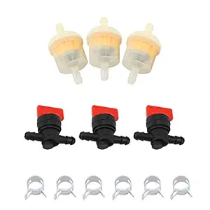 Fuel Gas Tank Shut Off Valves + Filters + Clamps Parts for Garden Brush Cutter Lawnmower