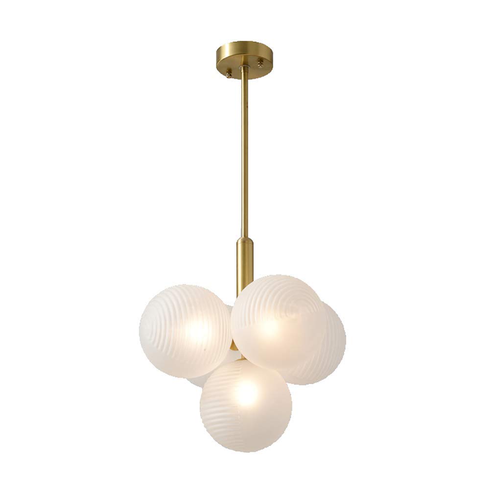 LYMSXAZOU Mid Century Brass Chandelier5 Lights Industrial Ceiling Fixture for Kitchen Dining Room Living RoomModern White Lighting Design