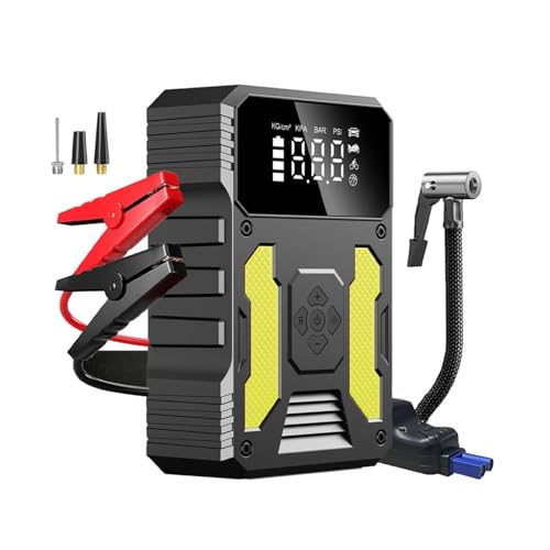 FINYQBET 3000A Carregador de Bateria de Carro Portatil com Compressor de Ar de 150 PSI, Bateria de 37000mAh, Carregamento Rápido USB, Ideal para Carros, SUVs, Motocicletas e Emergências