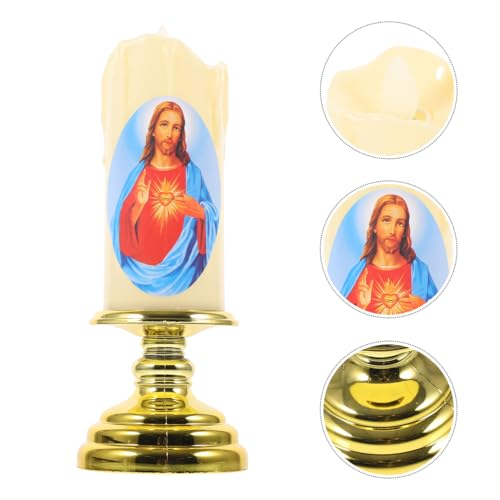 Vela de oración devocional LED de Jesús luz católica sin llama a pilas 5