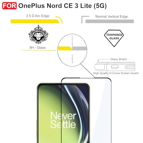 Image of DD SON Edge-To-Edge Protector Full Screen Coverage 11D Tempered Glass For OnePlus Nord CE 3 Lite (5G) (Pack Of 1)