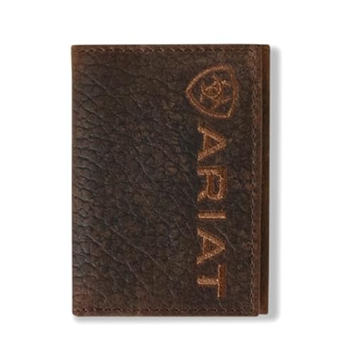 ARIAT Men's Large Logo Bull Hide Leather Trifold Wallet
