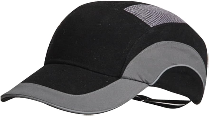JSP HardCap A1+ Short Brim Bump Cap - Black/Gray, Reflective Piping, Ventilated, One-Handed Adjuster (ABS000-005-004)