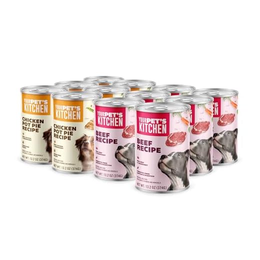 Your PET'S Kitchen Wet Dog Food, Chicken Pot Pie Recipe & Beef Recipe Variety Pack - 13.2 oz Cans (Pack of 12), Made in The USA with Real Chicken