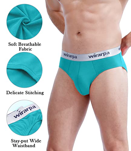 Wirarpa Men's Cotton Stretch Briefs Underwear Soft Wide Waistband Support No Fly Underpants Multicolored19 4 Pack, Medium #TOP2