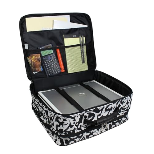 Ladies Damask Rolling Computer Laptop Bag Brief Case -- FITS A 13", 14", 15", 16" OR 17" LAPTOP (MEASURED CORNER TO CORNER DIAGONALLY)3