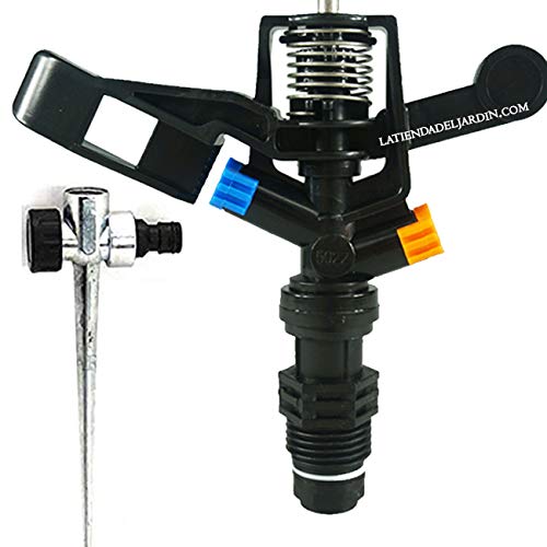 Suinga - Pack ASPERSOR agricola Circular 360º. Alcance 7-13 MTS. Rosca 1/2. Incluye Porta ASPERSOR metalico