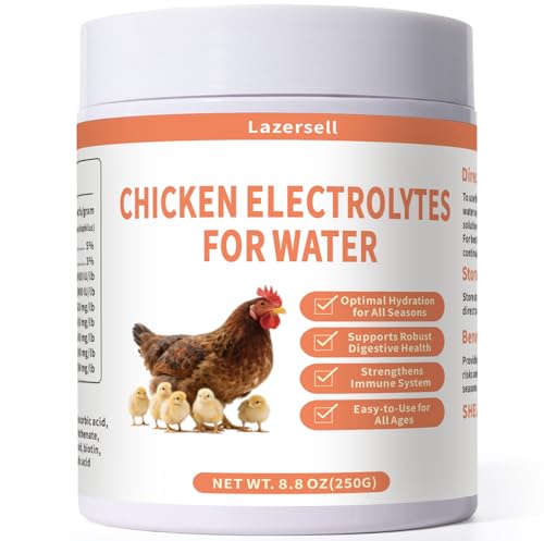 Chicken Electrolyte for Water Ideal for Hydration Immunity Digestive Health Chicken Vitamins Electrolytes and Probiotics Multipurpose Poultry Vitamins for Chickens Ducks Turkeys 8.8 OZ