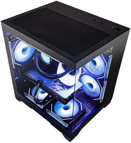 HELLOLAND Panaroma Gaming PC Desktop -AMD Ryzen 7 5700X 3.4 GHz -GeForce RTX 5060 8GB -32GB DDR4 RAM -1TB PCIe SSD & 240mm AIO & ARGB Software -WiFi & Bluetooth -Windows 11 Tower Computer-Black — view 6