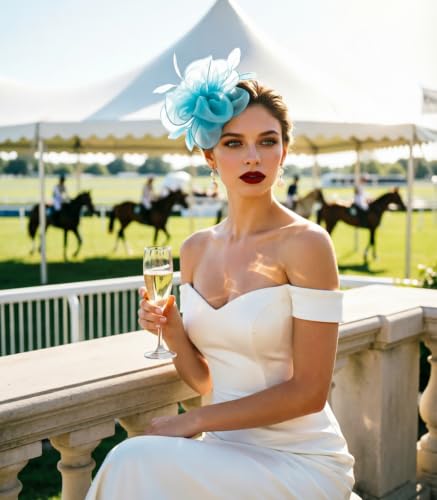 Image of DRESHOW Fascinators Hat Tea Party Headwear Ribbons Feathers on a Headband and a Clip for Women