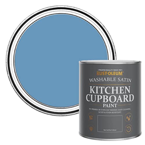 Rust-Oleum Blue Scrubbable Kitchen Cupboard Paint in Satin Finish - Cornflower Blue 750ml