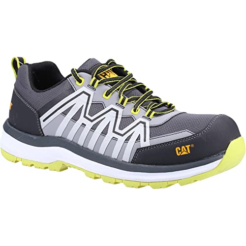Caterpillar - Zapatillas Deportivas de Seguridad de Cuero Charge con Cordones para Adultos Unisex (43 EU) (Amarillo Lima, Negro, Blanco)