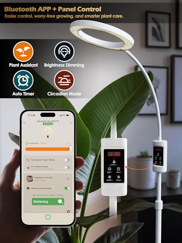 Image of Smart Grow Lights for Indoor Plants, Plant Light with Auto-Timer, Full Spectrum LED Grow Light, Adjustable Height & Stepless Dimming,Plant Assistant Suitable for Most Plants (White, Single Head)