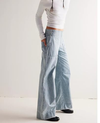 Lisskolo Women's Wide Leg Denim Pants Casual Baggy Cropped Barrel Jeans Mid Waist Loose Fit Harem Pants3