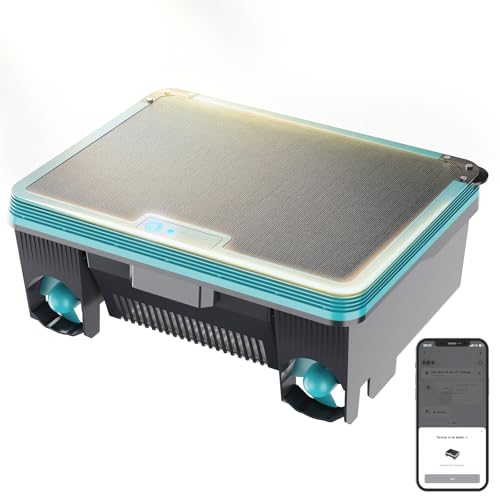 Solar Powered Pool Skimmer, Automatic Robotic Pool Vacuum with Dual Charging Modes,Over-Ground Pool Cleaner Robot, Cordless, Smart Self-Parking, 180 μm 3L Filtration, App Support(Light -Black-Blue)