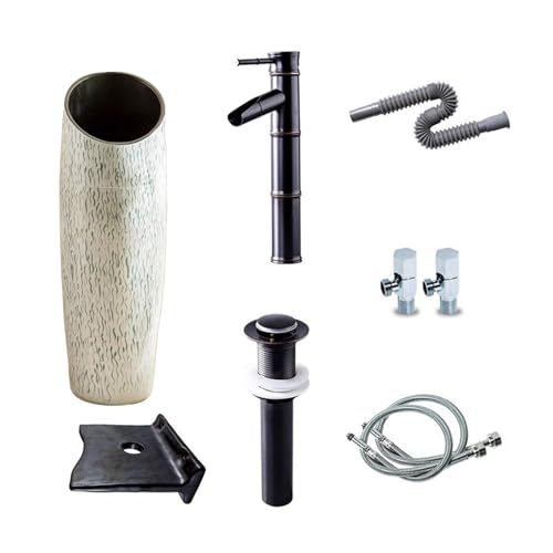 Lavabo De Pedestal Robusto Para Patio, De 96 Cm De Altura, Con Combinación De Grifo Y Desagüe, De Uso Generalizado.(Set 2)