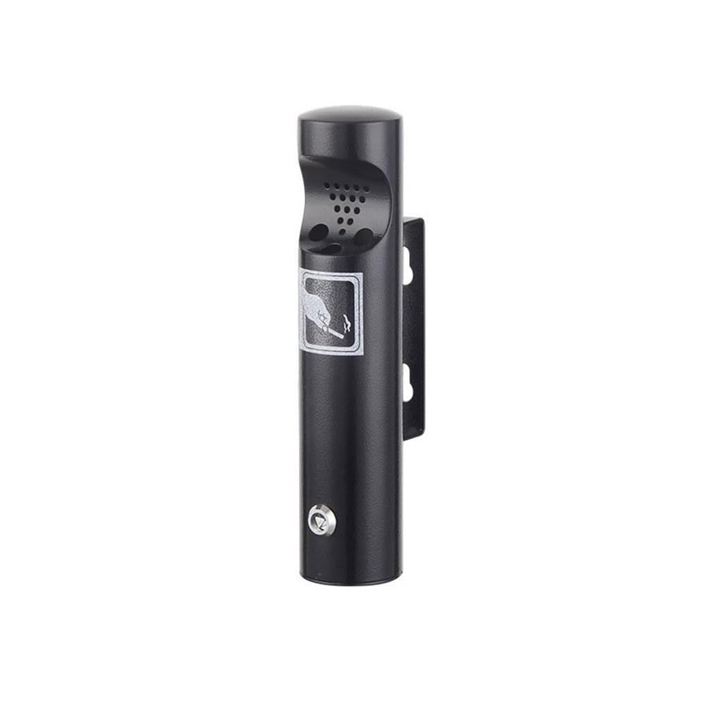 Standing Ashtray Outdoor Street Wall Mounted Cigarette Cylinder Public Smoking Area Stainless Steel Ash Pillar(Black)