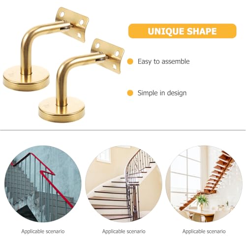 Soporte pasamanos dorado curvo de pared para escaleras con base estable 7