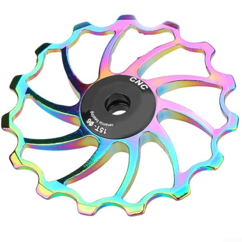 Rodillo guía de desviador trasero de diseño eficiente con rodamientos de porcelana para bicicletas de carretera, mecanizado CNC para una mayor durabilidad (11T colorido)