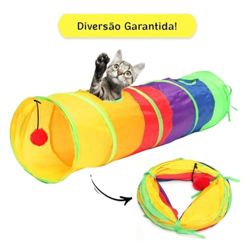 Tùnel Colorido Dobrável Divertido para Gatos