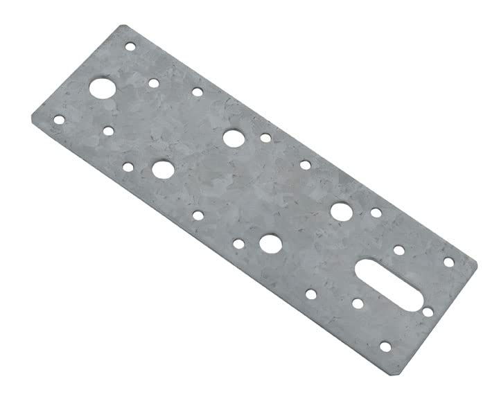 BPC Fixings Galvanised Flat Connector Plate 10-Piece Set, 180 mm Length x 60 mm Width, Silver