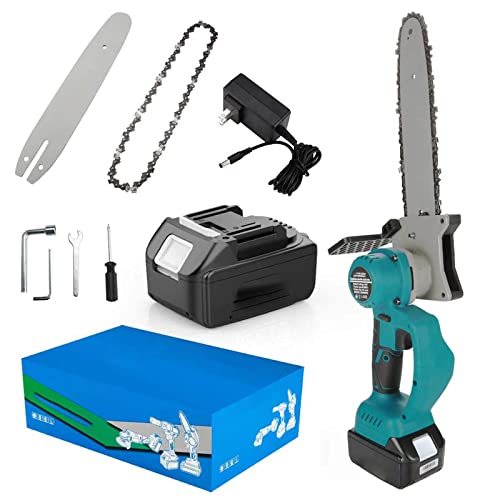 ZHANGTAOLF 10-Zoll-Mini-Kettensäge schnurlos mit 1 Batterie, 21 V 4,0AH Batterie mit Einer Hand-Handheld-Kette, kleine…